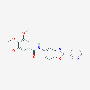 molecular formula C22H19N3O5 B252776 3,4,5-Trimethoxy-N-(2-pyridin-3-yl-benzooxazol-5-yl)-benzamide 