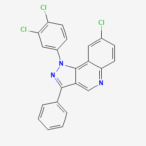 molecular formula C22H12Cl3N3 B2527765 8-chloro-1-(3,4-dichlorophenyl)-3-phenyl-1H-pyrazolo[4,3-c]quinoline CAS No. 901043-61-6