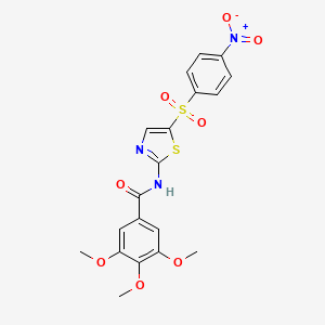 molecular formula C19H17N3O8S2 B2527767 3,4,5-trimethoxy-N-(5-((4-nitrophenyl)sulfonyl)thiazol-2-yl)benzamide CAS No. 302548-47-6