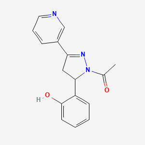 molecular formula C16H15N3O2 B2527768 2-[1-acetyl-3-(3-pyridinyl)-4,5-dihydro-1H-pyrazol-5-yl]phenol CAS No. 831238-14-3