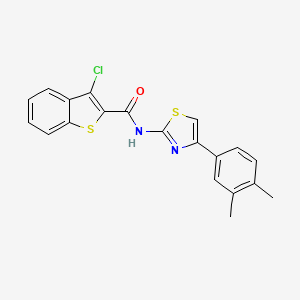 molecular formula C20H15ClN2OS2 B2527770 3-氯-N-[4-(3,4-二甲苯基)-1,3-噻唑-2-基]-1-苯并噻吩-2-甲酰胺 CAS No. 392249-03-5
