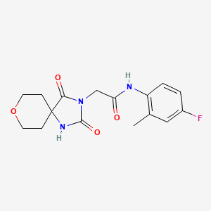 molecular formula C16H18FN3O4 B2527771 2-(2,4-二氧代-8-氧代-1,3-二氮杂螺[4.5]癸-3-基)-N-(4-氟-2-甲苯基)乙酰胺 CAS No. 1775382-06-3
