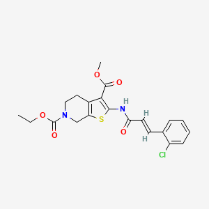 molecular formula C21H21ClN2O5S B2527781 (E)-6-乙基 3-甲基 2-(3-(2-氯苯基)丙烯酰胺)-4,5-二氢噻吩并[2,3-c]吡啶-3,6(7H)-二甲酸酯 CAS No. 864926-40-9