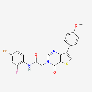 molecular formula C21H15BrFN3O3S B2527790 N-(4-溴-2-氟苯基)-2-[7-(4-甲氧基苯基)-4-氧代噻吩并[3,2-d]嘧啶-3(4H)-基]乙酰胺 CAS No. 1207018-34-5
