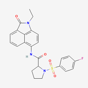 molecular formula C24H22FN3O4S B2527798 N-(1-ethyl-2-oxo-1,2-dihydrobenzo[cd]indol-6-yl)-1-((4-fluorophenyl)sulfonyl)pyrrolidine-2-carboxamide CAS No. 1048661-90-0