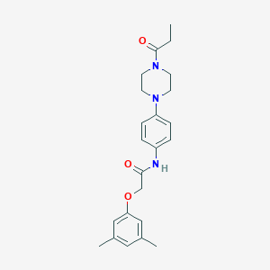 molecular formula C23H29N3O3 B252780 2-(3,5-dimethylphenoxy)-N-[4-(4-propanoylpiperazin-1-yl)phenyl]acetamide 