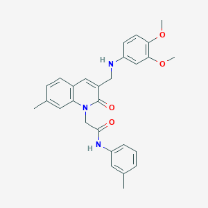 molecular formula C28H29N3O4 B2527812 2-(3-(((3,4-dimethoxyphenyl)amino)methyl)-7-methyl-2-oxoquinolin-1(2H)-yl)-N-(m-tolyl)acetamide CAS No. 932469-92-6