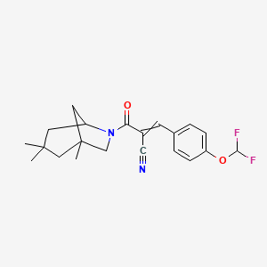 molecular formula C21H24F2N2O2 B2527813 3-[4-(Difluoromethoxy)phenyl]-2-{1,3,3-trimethyl-6-azabicyclo[3.2.1]octane-6-carbonyl}prop-2-enenitrile CAS No. 327103-03-7