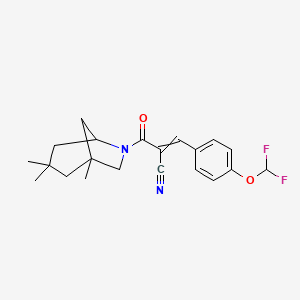 molecular formula C21H24F2N2O2 B2527813 3-[4-(Difluorométhoxy)phényl]-2-{1,3,3-triméthyl-6-azabicyclo[3.2.1]octane-6-carbonyl}prop-2-ènenitrile CAS No. 327103-03-7