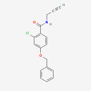 molecular formula C17H14ClNO2 B2527815 4-(苄氧基)-2-氯-N-(2-炔丙基)苯甲酰胺 CAS No. 478046-41-2
