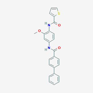 molecular formula C25H20N2O3S B252782 N-{4-[(biphenyl-4-ylcarbonyl)amino]-2-methoxyphenyl}thiophene-2-carboxamide 
