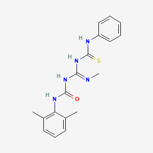 molecular formula C18H21N5OS B2527821 N-[[(anilinocarbothioyl)imino](methylamino)methyl]-N'-(2,6-dimethylphenyl)urea CAS No. 866010-49-3