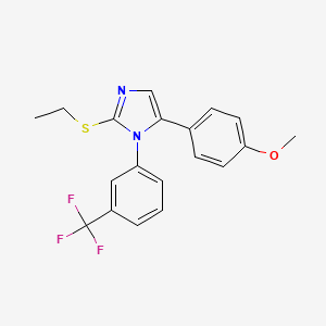 molecular formula C19H17F3N2OS B2527824 2-(ethylthio)-5-(4-methoxyphenyl)-1-(3-(trifluoromethyl)phenyl)-1H-imidazole CAS No. 1226437-15-5