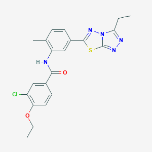 molecular formula C21H20ClN5O2S B252783 3-chloro-4-ethoxy-N-[5-(3-ethyl[1,2,4]triazolo[3,4-b][1,3,4]thiadiazol-6-yl)-2-methylphenyl]benzamide 