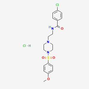 molecular formula C20H25Cl2N3O4S B2527834 4-氯-N-(2-(4-((4-甲氧基苯基)磺酰基)哌嗪-1-基)乙基)苯甲酰胺盐酸盐 CAS No. 1185024-55-8