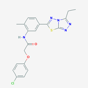 molecular formula C20H18ClN5O2S B252784 2-(4-chlorophenoxy)-N-[5-(3-ethyl[1,2,4]triazolo[3,4-b][1,3,4]thiadiazol-6-yl)-2-methylphenyl]acetamide 