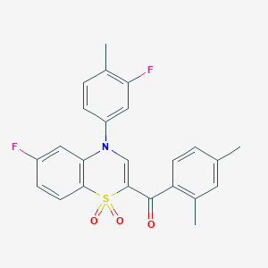 molecular formula C24H19F2NO3S B2527862 (2,4-dimethylphenyl)[6-fluoro-4-(3-fluoro-4-methylphenyl)-1,1-dioxido-4H-1,4-benzothiazin-2-yl]methanone CAS No. 1114651-77-2