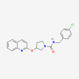molecular formula C21H20ClN3O2 B2527865 N-(4-chlorobenzyl)-3-(quinolin-2-yloxy)pyrrolidine-1-carboxamide CAS No. 2034494-06-7
