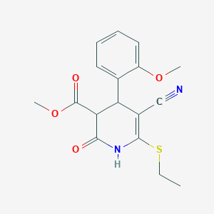 molecular formula C17H18N2O4S B2527871 methyl 5-cyano-6-ethylsulfanyl-4-(2-methoxyphenyl)-2-oxo-3,4-dihydro-1H-pyridine-3-carboxylate CAS No. 375841-86-4