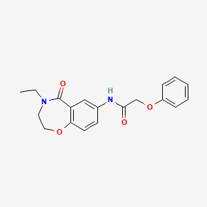 molecular formula C19H20N2O4 B2527875 N-(4-ethyl-5-oxo-2,3,4,5-tetrahydrobenzo[f][1,4]oxazepin-7-yl)-2-phenoxyacetamide CAS No. 921996-05-6