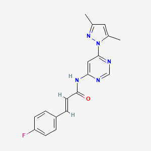 (E)-N-(6-(3,5-dimethyl-1H-pyrazol-1-yl)pyrimidin-4-yl)-3-(4-fluorophenyl)acrylamide