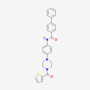 molecular formula C28H25N3O2S B252789 N-{4-[4-(thiophen-2-ylcarbonyl)piperazin-1-yl]phenyl}biphenyl-4-carboxamide 