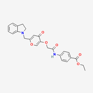 ethyl 4-(2-((6-(indolin-1-ylmethyl)-4-oxo-4H-pyran-3-yl)oxy)acetamido)benzoate