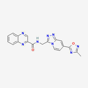 molecular formula C19H14N8O2 B2527931 N-((7-(3-methyl-1,2,4-oxadiazol-5-yl)-[1,2,4]triazolo[4,3-a]pyridin-3-yl)methyl)quinoxaline-2-carboxamide CAS No. 2034348-81-5