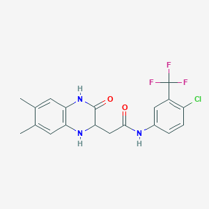 N-[4-chloro-3-(trifluoromethyl)phenyl]-2-(6,7-dimethyl-3-oxo-1,2,3,4-tetrahydroquinoxalin-2-yl)acetamide
