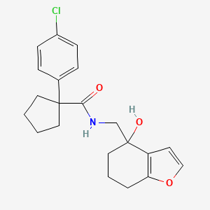 molecular formula C21H24ClNO3 B2527944 1-(4-chlorophenyl)-N-((4-hydroxy-4,5,6,7-tetrahydrobenzofuran-4-yl)methyl)cyclopentane-1-carboxamide CAS No. 2319638-92-9