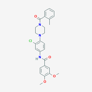 molecular formula C27H28ClN3O4 B252796 N-{3-chloro-4-[4-(2-methylbenzoyl)-1-piperazinyl]phenyl}-3,4-dimethoxybenzamide 