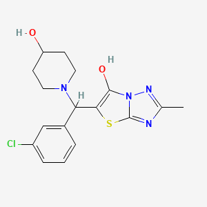 5-((3-Chlorophenyl)(4-hydroxypiperidin-1-yl)methyl)-2-methylthiazolo[3,2-b][1,2,4]triazol-6-ol