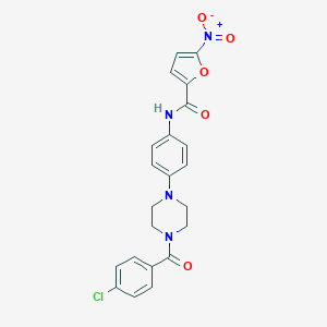 molecular formula C22H19ClN4O5 B252797 N-{4-[4-(4-chlorobenzoyl)-1-piperazinyl]phenyl}-5-nitro-2-furamide 