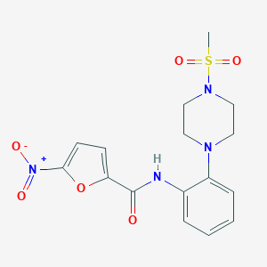 molecular formula C16H18N4O6S B252798 5-nitro-N-{2-[4-(methylsulfonyl)-1-piperazinyl]phenyl}-2-furamide 