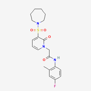 molecular formula C20H24FN3O4S B2527980 2-[3-(azepan-1-ylsulfonyl)-2-oxopyridin-1(2H)-yl]-N-(4-fluoro-2-methylphenyl)acetamide CAS No. 1251705-23-3