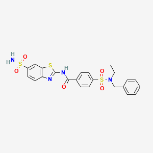 molecular formula C23H22N4O5S3 B2527982 4-(N-苄基-N-乙基磺酰胺基)-N-(6-磺酰胺基苯并[d]噻唑-2-基)苯甲酰胺 CAS No. 887204-11-7