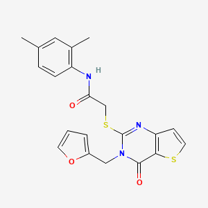 molecular formula C21H19N3O3S2 B2527985 N-(2,4-二甲苯基)-2-{[3-(呋喃-2-基甲基)-4-氧代-3,4-二氢噻吩并[3,2-d]嘧啶-2-基]硫代}乙酰胺 CAS No. 1326839-92-2