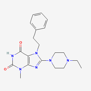 molecular formula C20H26N6O2 B2527989 8-(4-乙基哌嗪-1-基)-3-甲基-7-苯乙基-1H-嘌呤-2,6(3H,7H)-二酮 CAS No. 850900-23-1