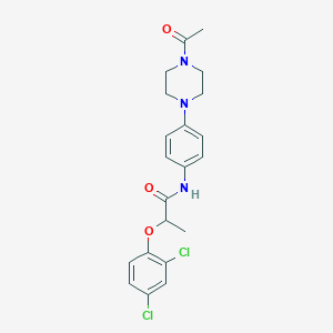 molecular formula C21H23Cl2N3O3 B252799 N-[4-(4-acetylpiperazin-1-yl)phenyl]-2-(2,4-dichlorophenoxy)propanamide 