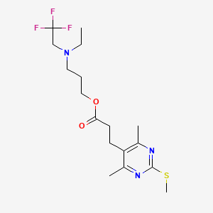 molecular formula C17H26F3N3O2S B2527991 3-[Ethyl(2,2,2-trifluoroethyl)amino]propyl 3-[4,6-dimethyl-2-(methylsulfanyl)pyrimidin-5-yl]propanoate CAS No. 1808449-32-2