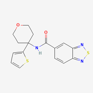 molecular formula C16H15N3O2S2 B2527993 N-(4-(噻吩-2-基)四氢-2H-吡喃-4-基)苯并[c][1,2,5]噻二唑-5-甲酰胺 CAS No. 2034244-76-1