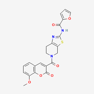 molecular formula C22H17N3O6S B2527996 N-(5-(8-methoxy-2-oxo-2H-chromene-3-carbonyl)-4,5,6,7-tetrahydrothiazolo[5,4-c]pyridin-2-yl)furan-2-carboxamide CAS No. 1351632-13-7