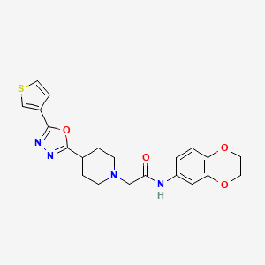 N-(2,3-dihydrobenzo[b][1,4]dioxin-6-yl)-2-(4-(5-(thiophen-3-yl)-1,3,4-oxadiazol-2-yl)piperidin-1-yl)acetamide