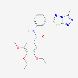 molecular formula C24H27N5O4S B252800 3,4,5-triethoxy-N-[2-methyl-5-(3-methyl[1,2,4]triazolo[3,4-b][1,3,4]thiadiazol-6-yl)phenyl]benzamide 
