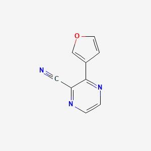 molecular formula C9H5N3O B2528000 3-(呋喃-3-基)吡嗪-2-甲腈 CAS No. 2309348-43-2