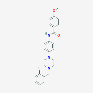 molecular formula C25H26FN3O2 B252801 N-{4-[4-(2-fluorobenzyl)-1-piperazinyl]phenyl}-4-methoxybenzamide 