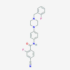 molecular formula C25H22F2N4O B252802 4-cyano-2-fluoro-N-{4-[4-(2-fluorobenzyl)-1-piperazinyl]phenyl}benzamide 