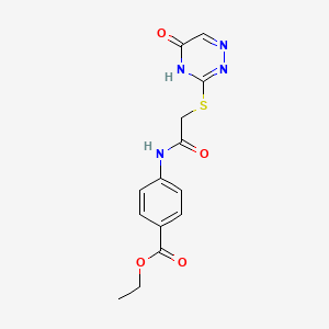 molecular formula C14H14N4O4S B2528023 ethyl 4-[2-(5-oxo-4H-1,2,4-triazin-3-ylthio)acetylamino]benzoate CAS No. 692764-18-4