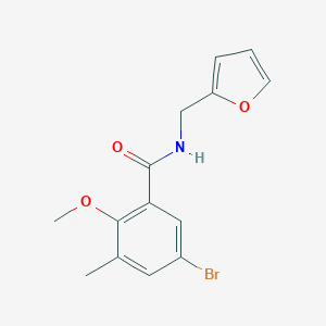 molecular formula C14H14BrNO3 B252803 5-bromo-N-(furan-2-ylmethyl)-2-methoxy-3-methylbenzamide 