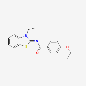 molecular formula C19H20N2O2S B2528036 (E)-N-(3-ethylbenzo[d]thiazol-2(3H)-ylidene)-4-isopropoxybenzamide CAS No. 865544-79-2